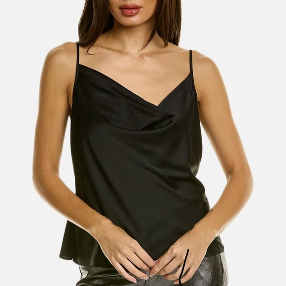 NWT All Saints Hadley Cowl Neck Satin Top Size 10 Black - Picture 4 of 4